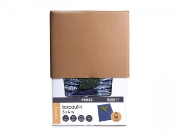 Dekzeil blauw kaki 3 x 4 m in verpakking