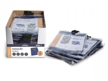 Dekzeil blauw kaki 3 x 6 m in dozen