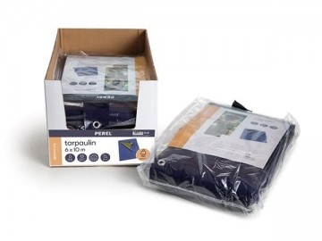 Dekzeil blauw kaki 6 x 10 m in dozen