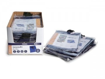 Dekzeil blauw zwart 2 x 3 m in dozen