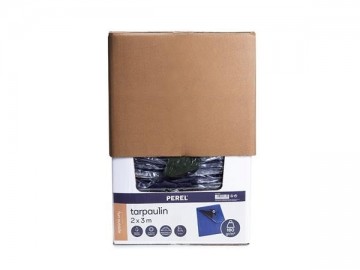 Dekzeil blauw zwart 2 x 3 m in verpakking